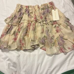 Ruffle mini skirt almond flora size small brand new tags still on